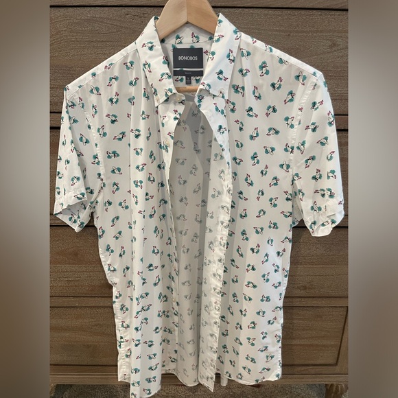 BONOBOS Slim Fit Short Sleeve Button-Up Shirt Size Large - Picture 1 of 3